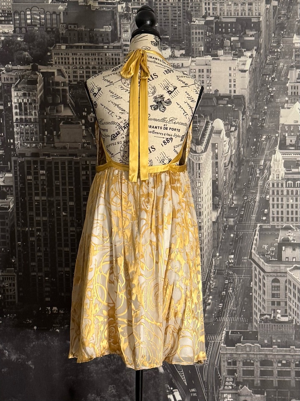 Rose Burnout Halter Dress w. Open Back - Picture 3 of 12